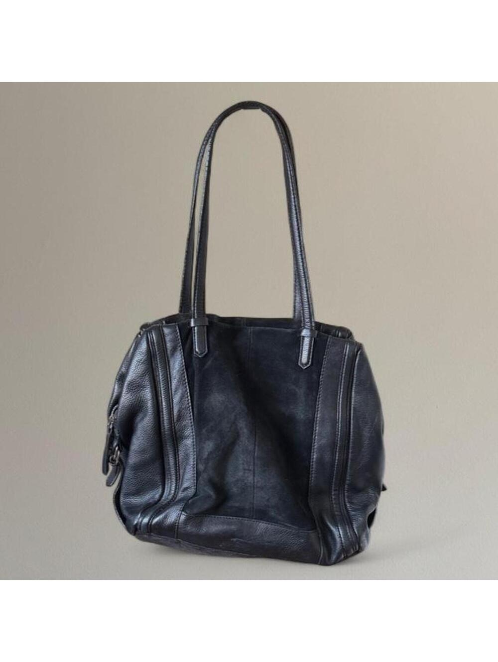 Large leather and suede shoulder bag.